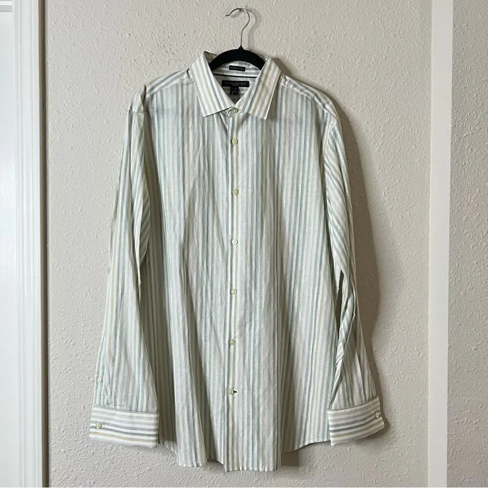 Banana Republic Men’s Linen Blend Striped Long Sleeve Button Down Shirt NEW Size